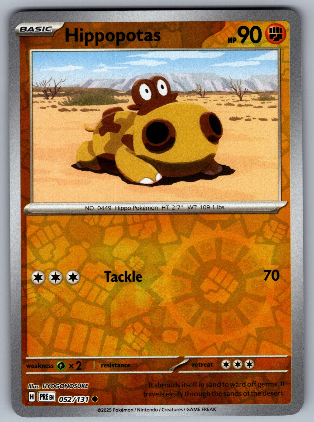 Hippopotas Reverse Holo Common SV: Prismatic Evolutions 052/131 NM 2025