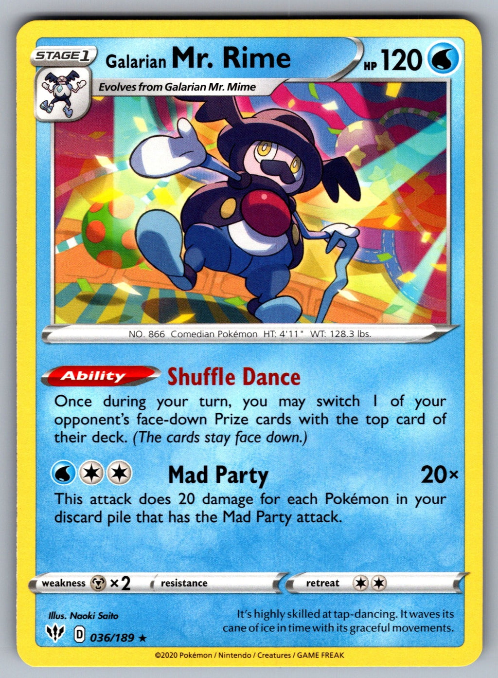 Galarian Mr. Rime Rare SWSH03: Darkness Ablaze 036/189 NM 2020
