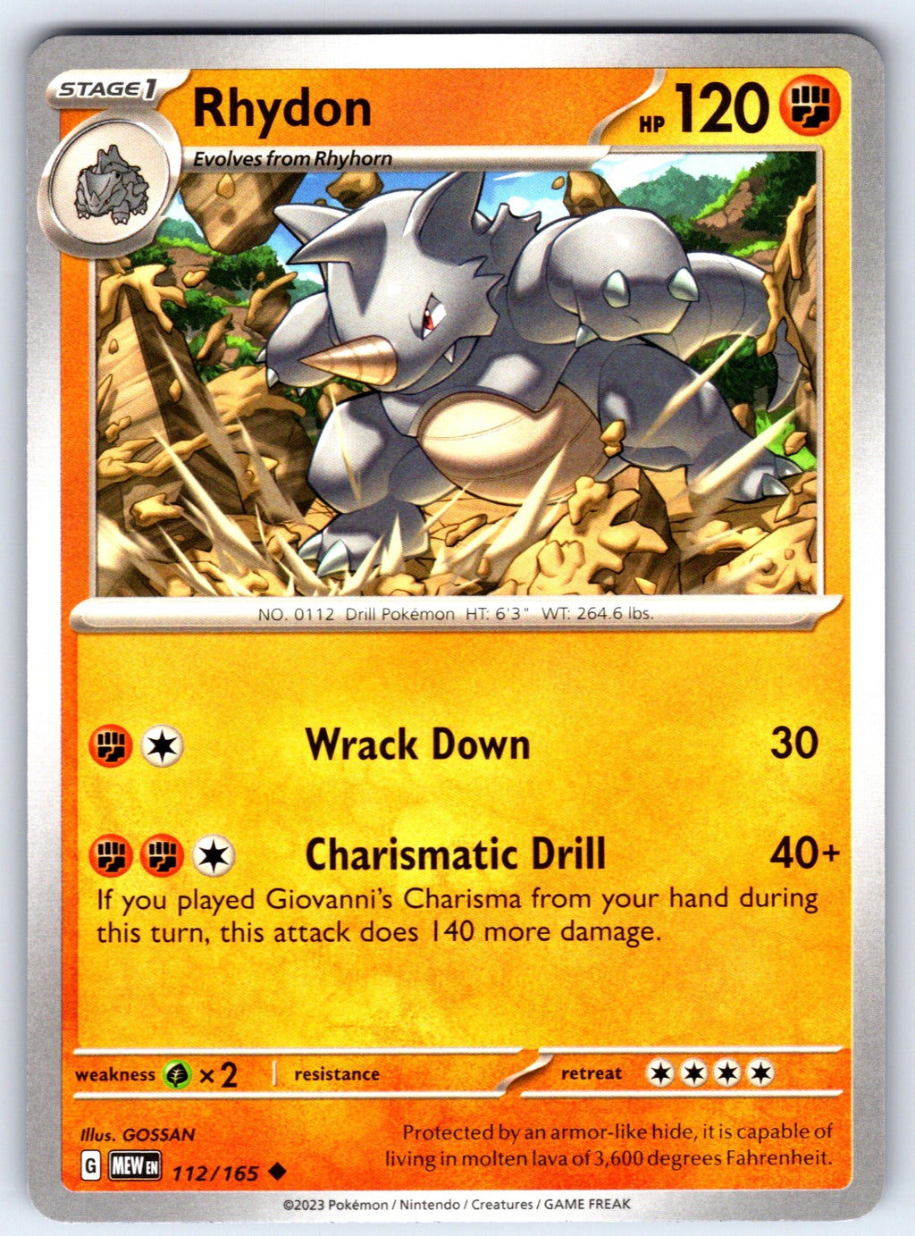 Rhydon Uncommon SV: Scarlet & Violet 151 112/165 NM 2023