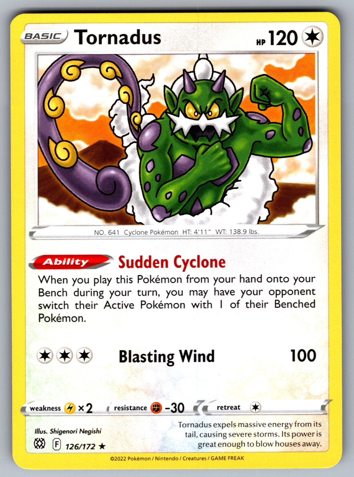 Tornadus Rare SWSH09: Brilliant Stars 126/172 NM 2022