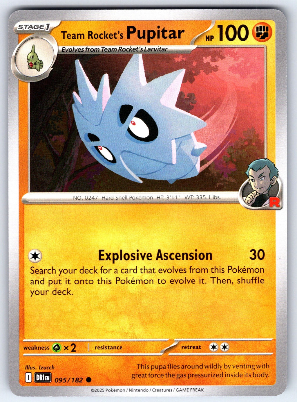 Team Rocket's Pupitar Common SV10: Destined Rivals 095/182 NM 2025