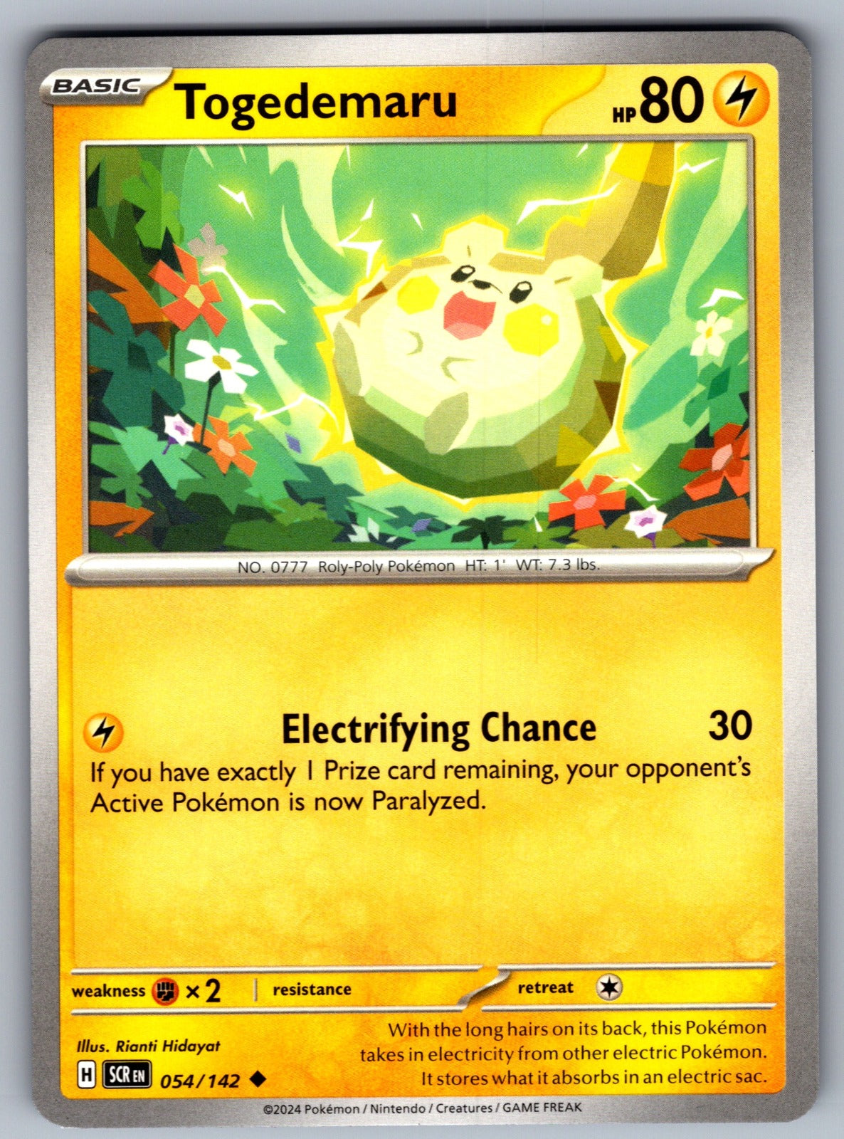 Togedemaru Uncommon SV07: Stellar Crown 054/142 NM 2024