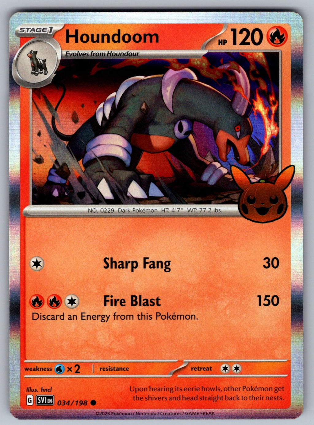 Houndoom Holo Common Trick or Trade BOOster Bundle 2023 034/198 NM 2023