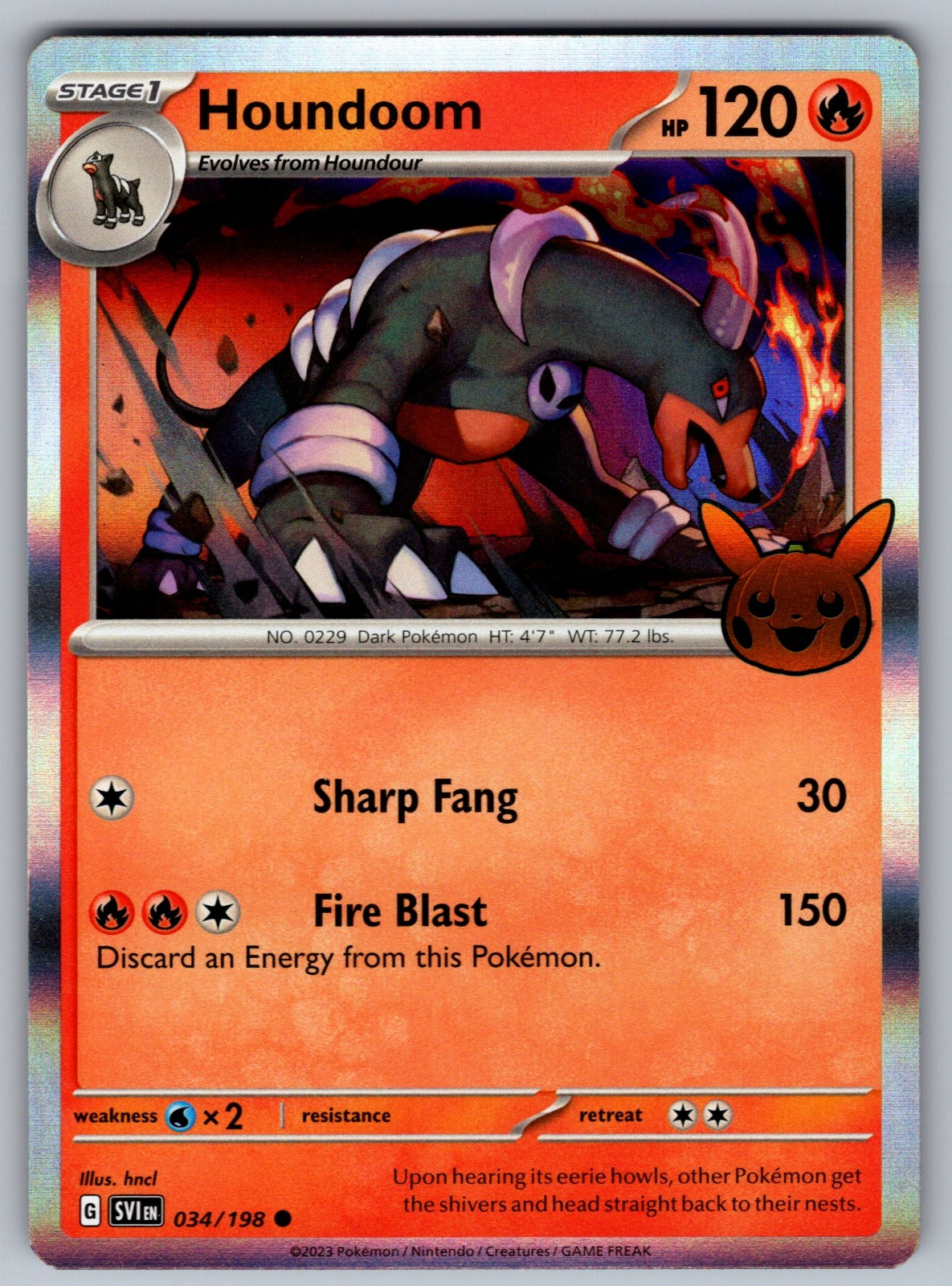 Houndoom Holo Common Trick or Trade BOOster Bundle 2023 034/198 NM 2023