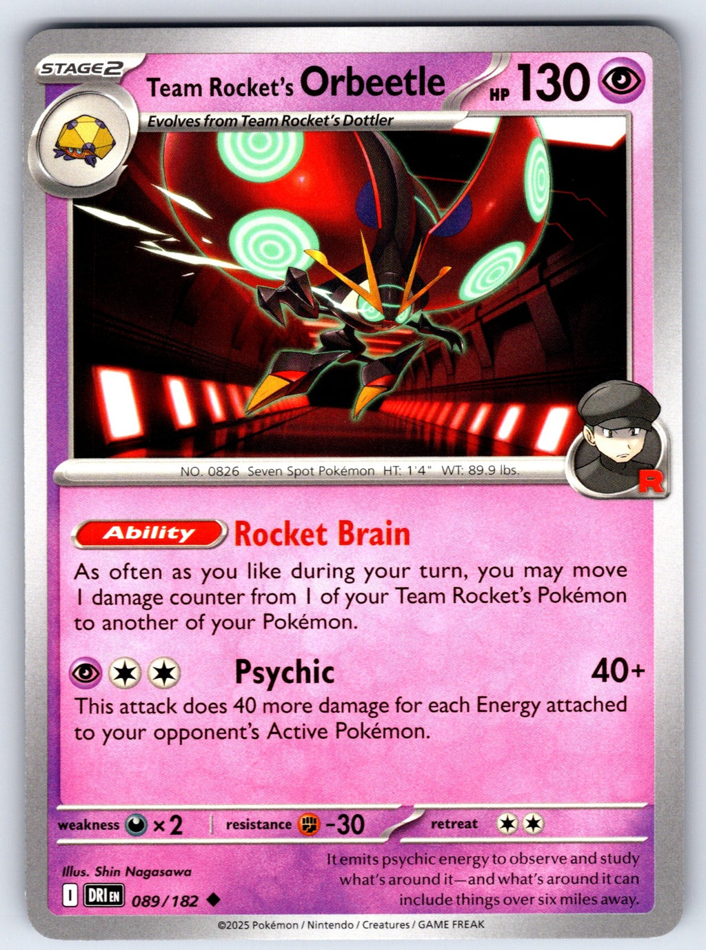 Team Rocket's Orbeetle Uncommon SV10: Destined Rivals 089/182 NM 2025