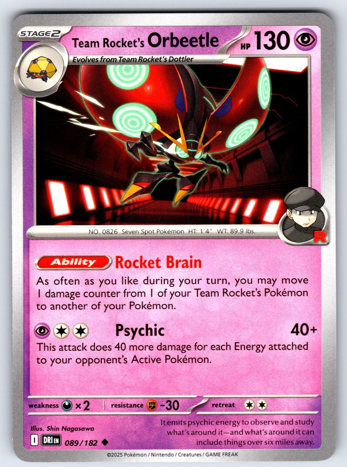 Team Rocket's Orbeetle Uncommon SV10: Destined Rivals 089/182 NM 2025