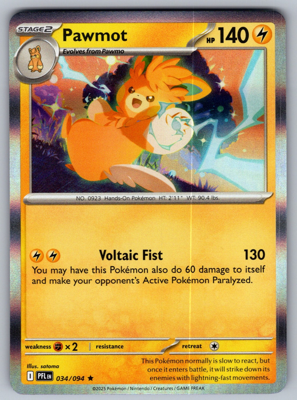 Pawmot Holo Rare ME02: Phantasmal Flames 034/094 NM 2025