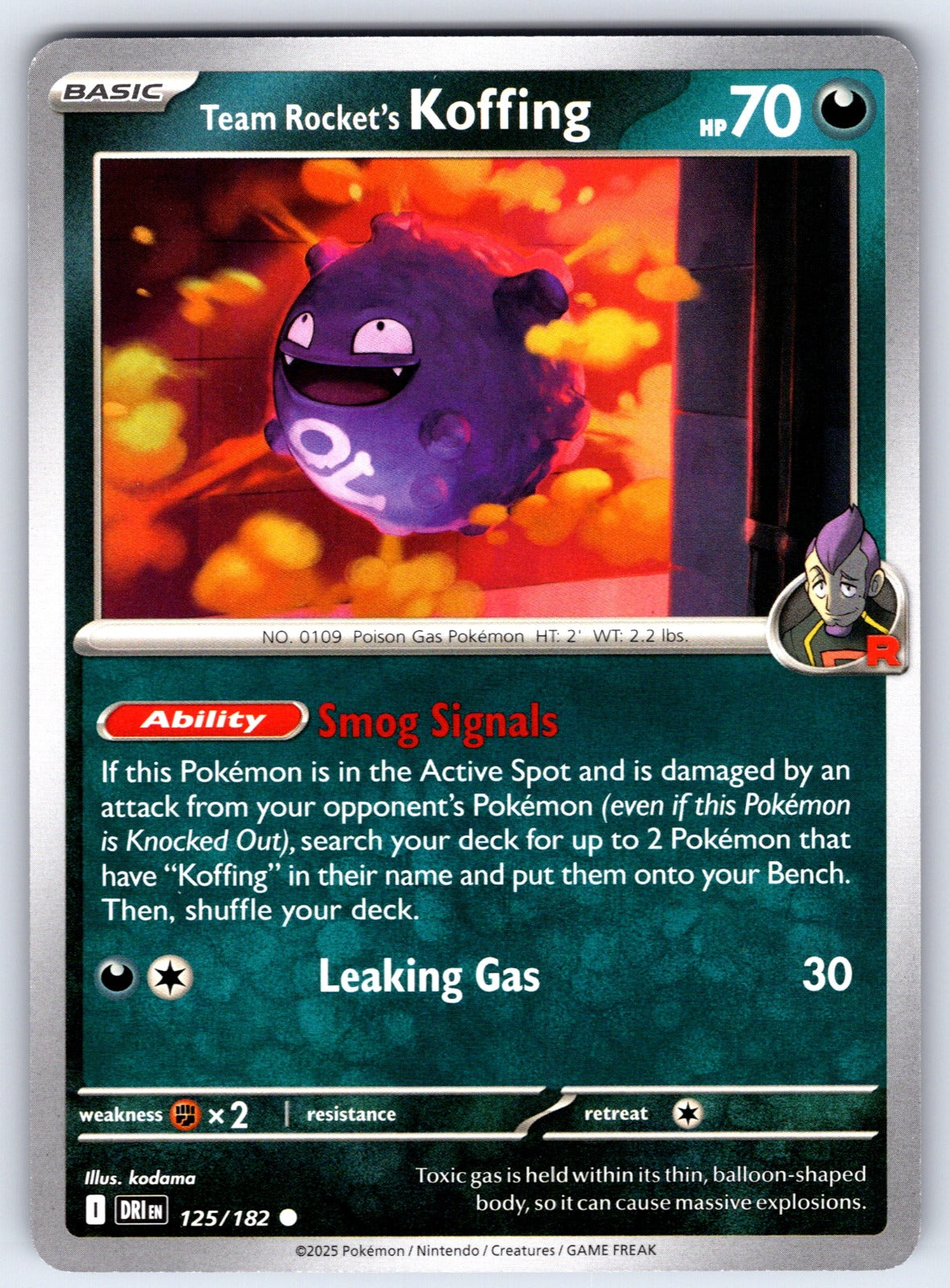 Team Rocket's Koffing Common SV10: Destined Rivals 125/182 NM 2025