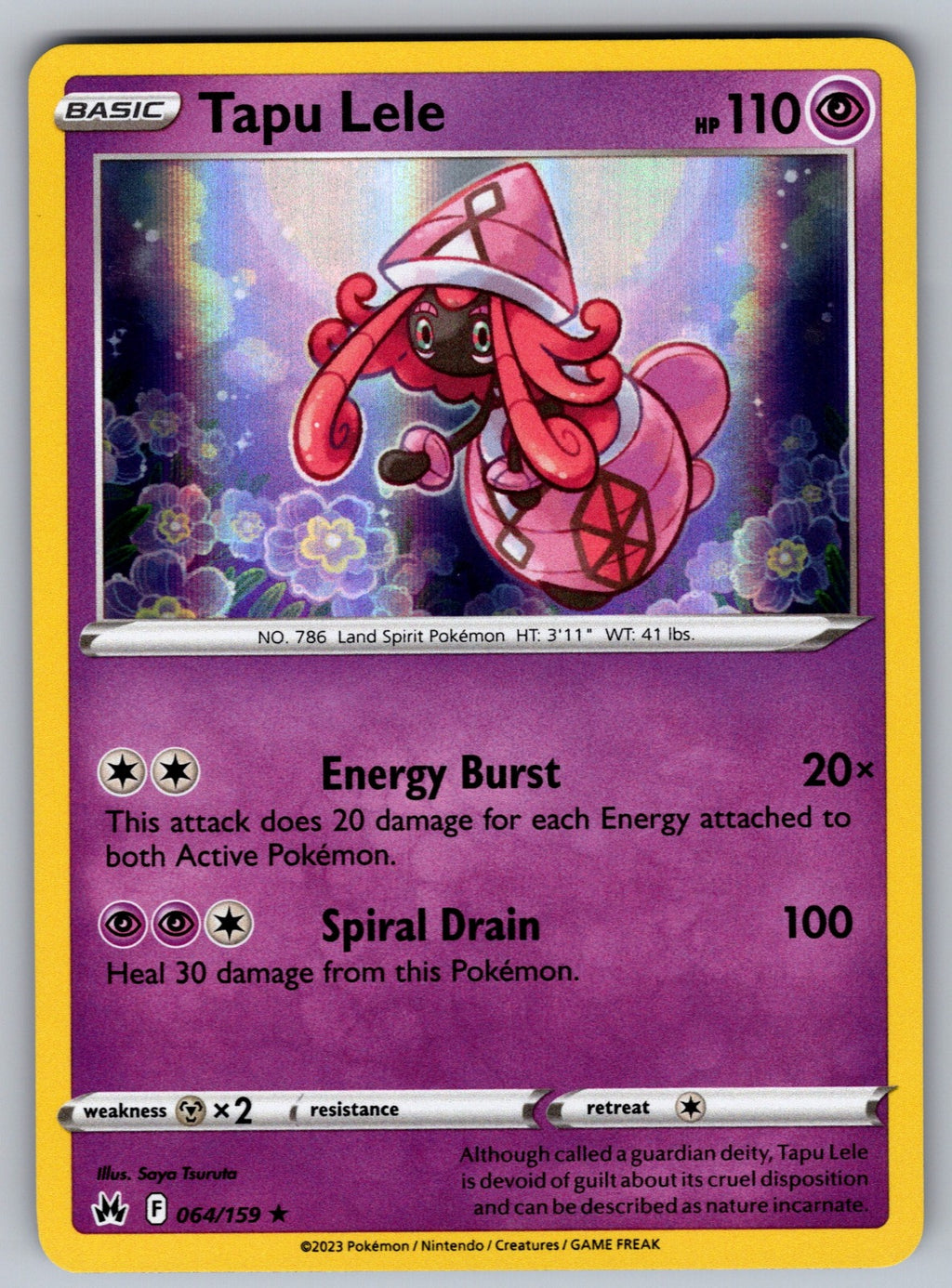 Tapu Lele Holo Rare SWSH: Crown Zenith 064/159 NM 2023