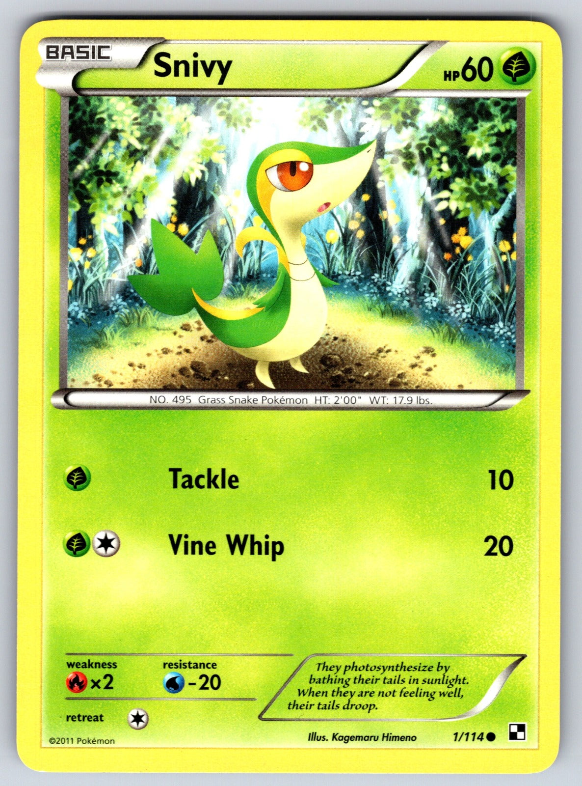 Snivy (1) Common Black and White 1/114 LP 2011