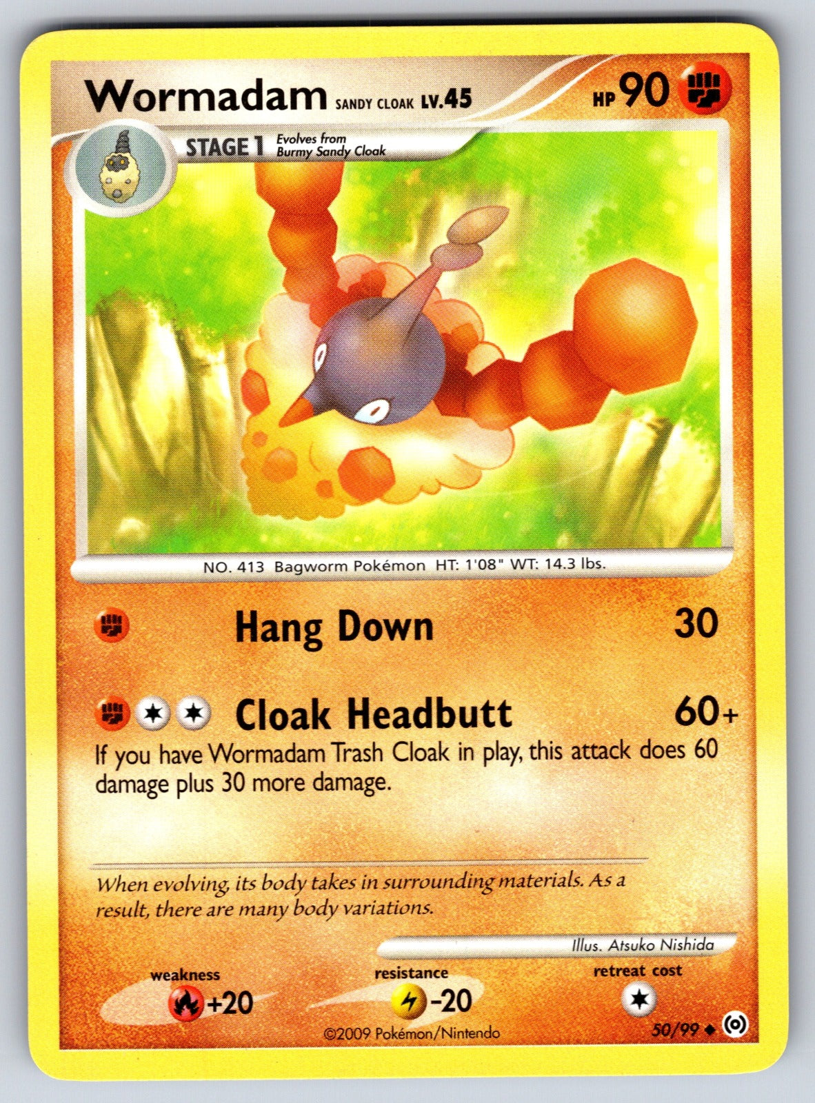 Wormadam Sandy Cloak Uncommon Arceus 50/99 LP 2009