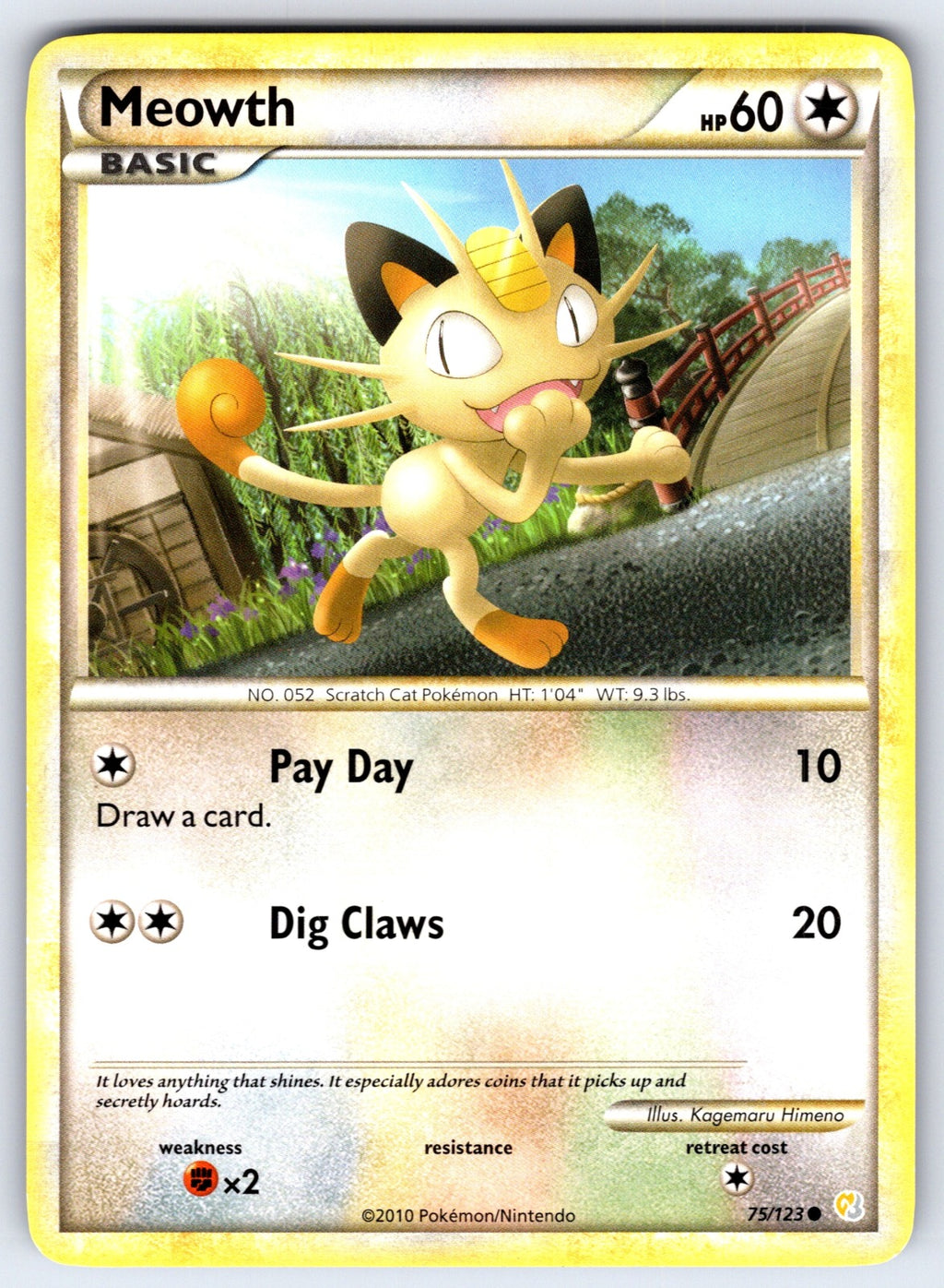 Meowth Common HeartGold SoulSilver 75/123 LP 2010