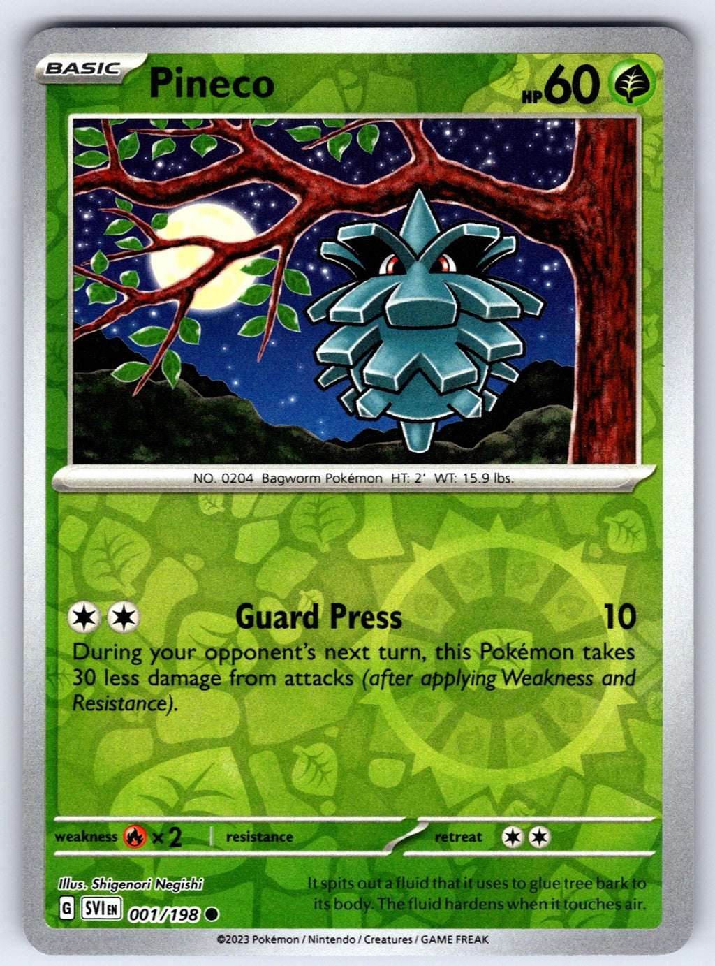 Pineco Reverse Holo Common SV01: Scarlet & Violet Base Set 001/198 NM 2023