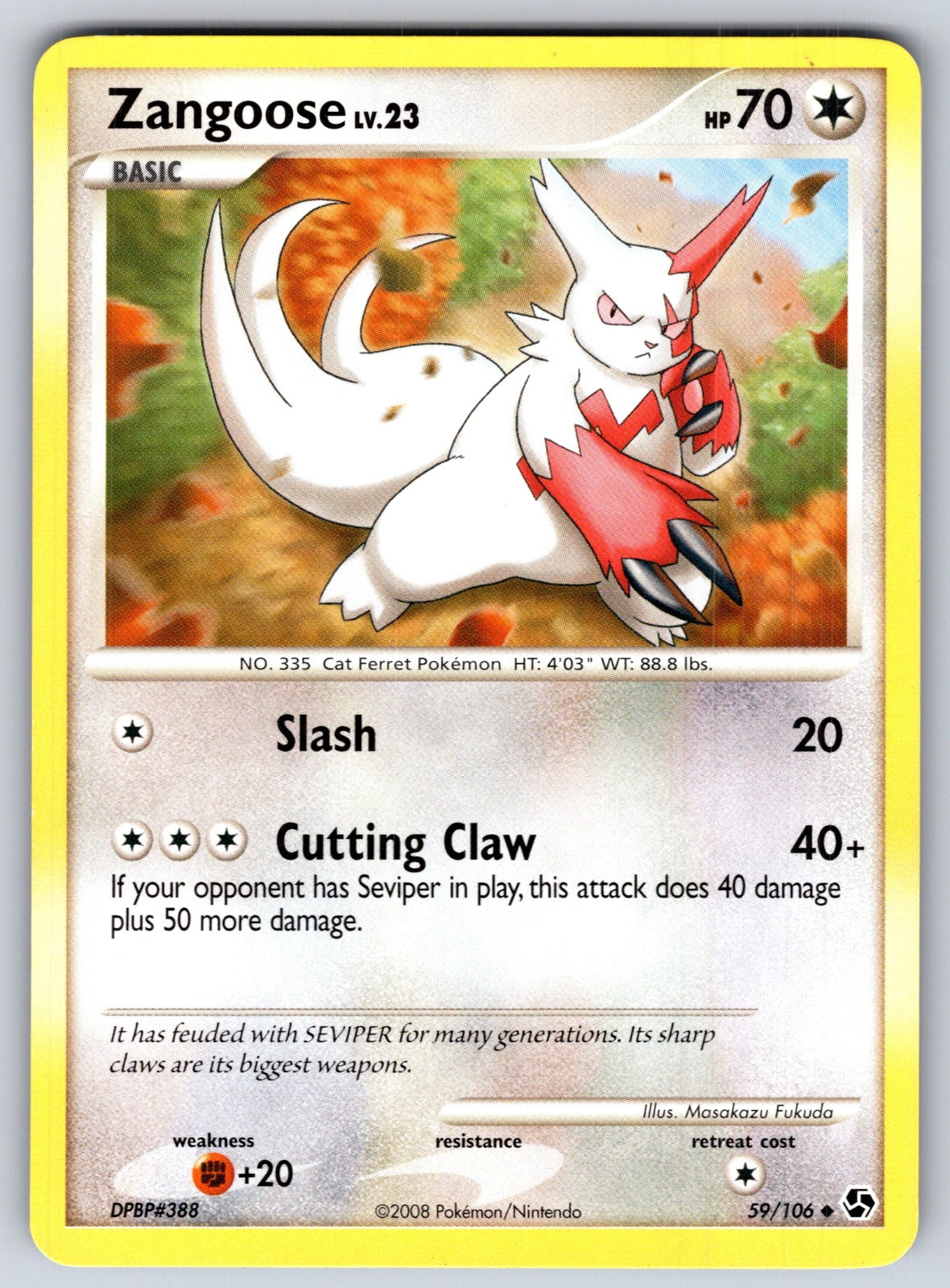 Zangoose Uncommon Great Encounters 59/106 LP 2008