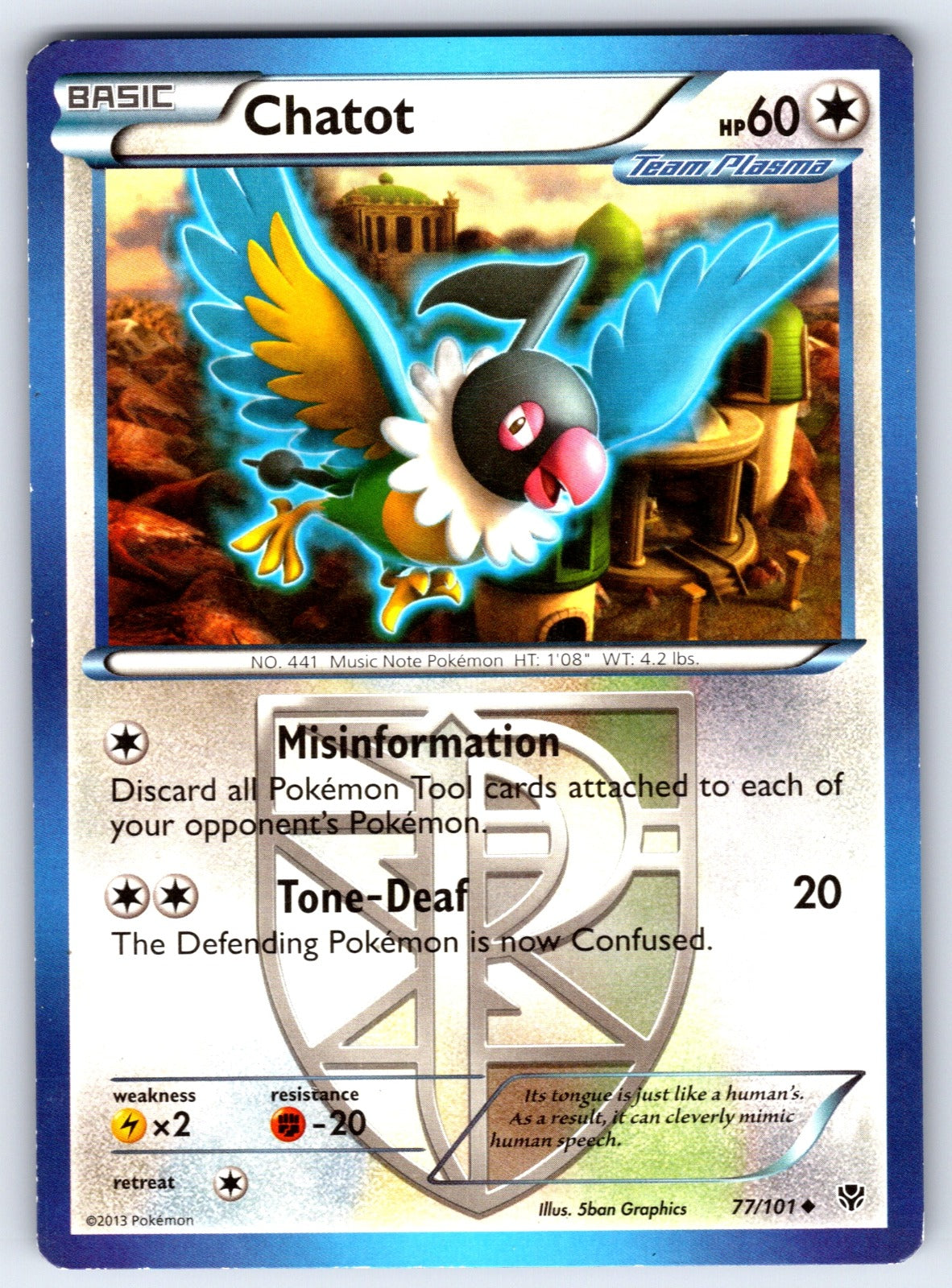 Chatot (Team Plasma) Uncommon Plasma Blast 77/101 LP 2013