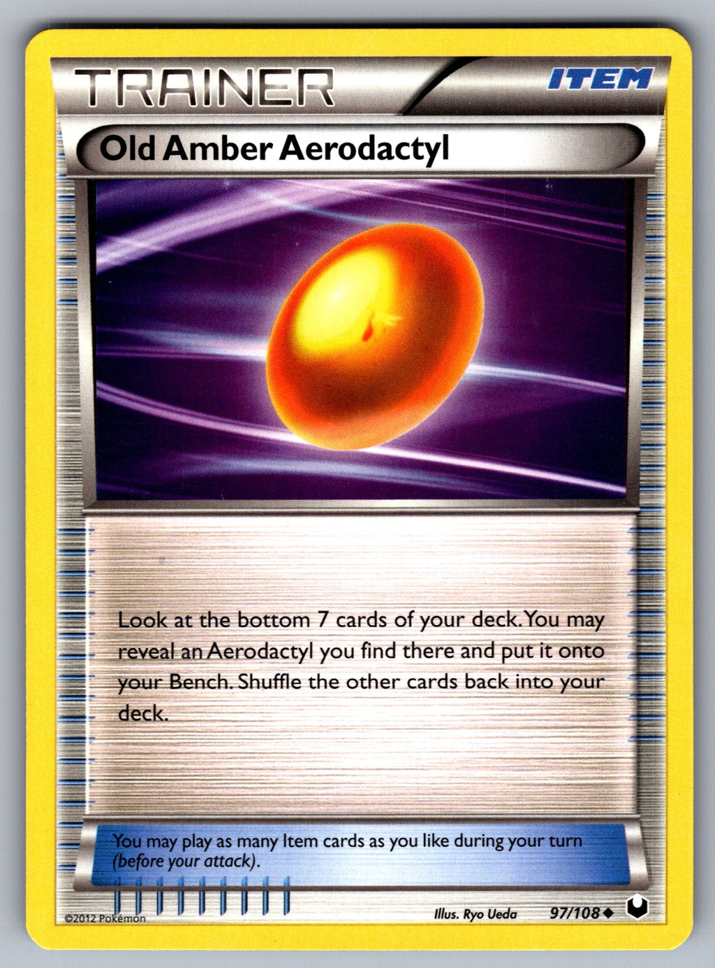 Old Amber Aerodactyl Uncommon Dark Explorers 97/108 LP 2012