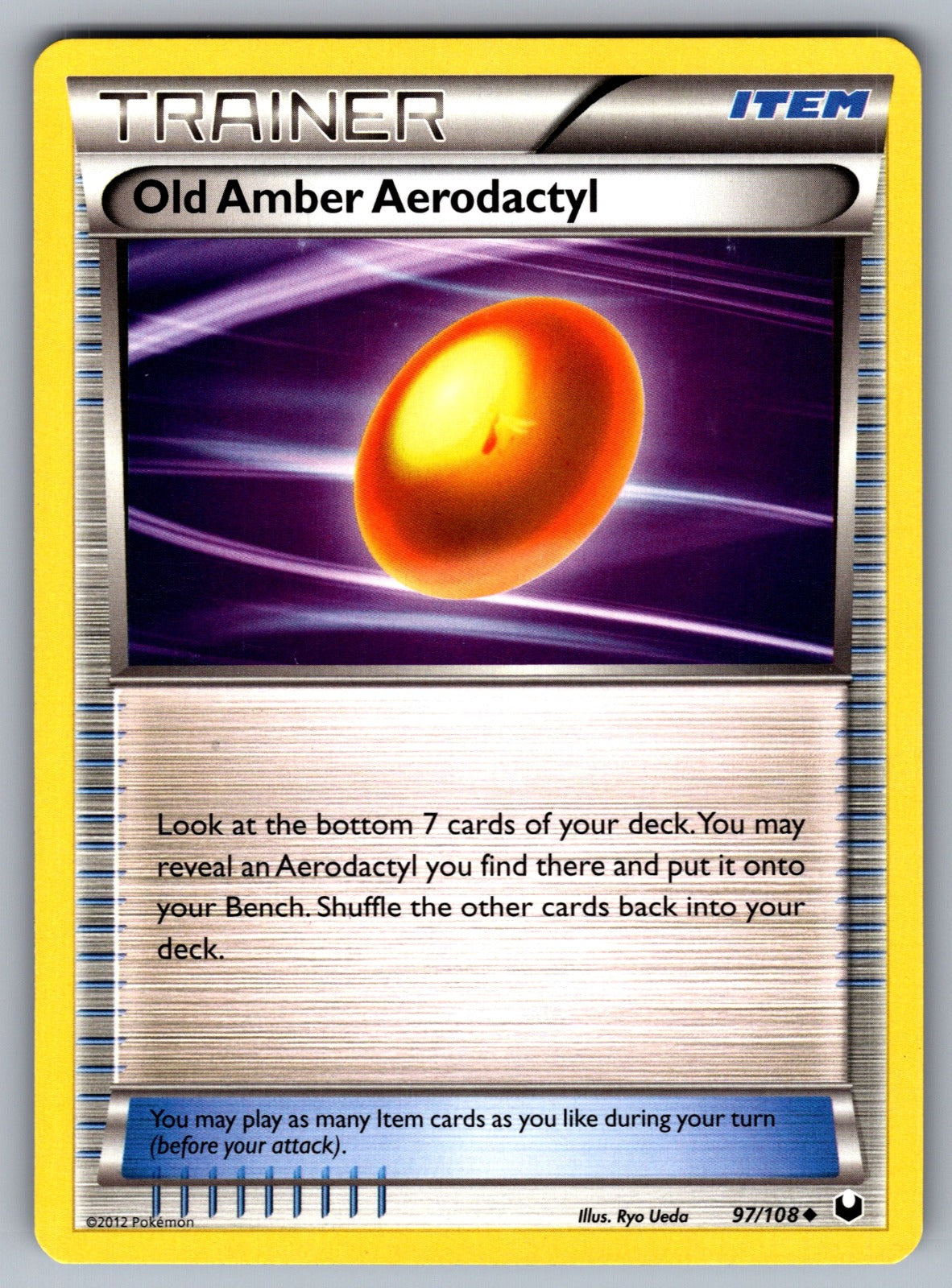 Old Amber Aerodactyl Uncommon Dark Explorers 97/108 LP 2012