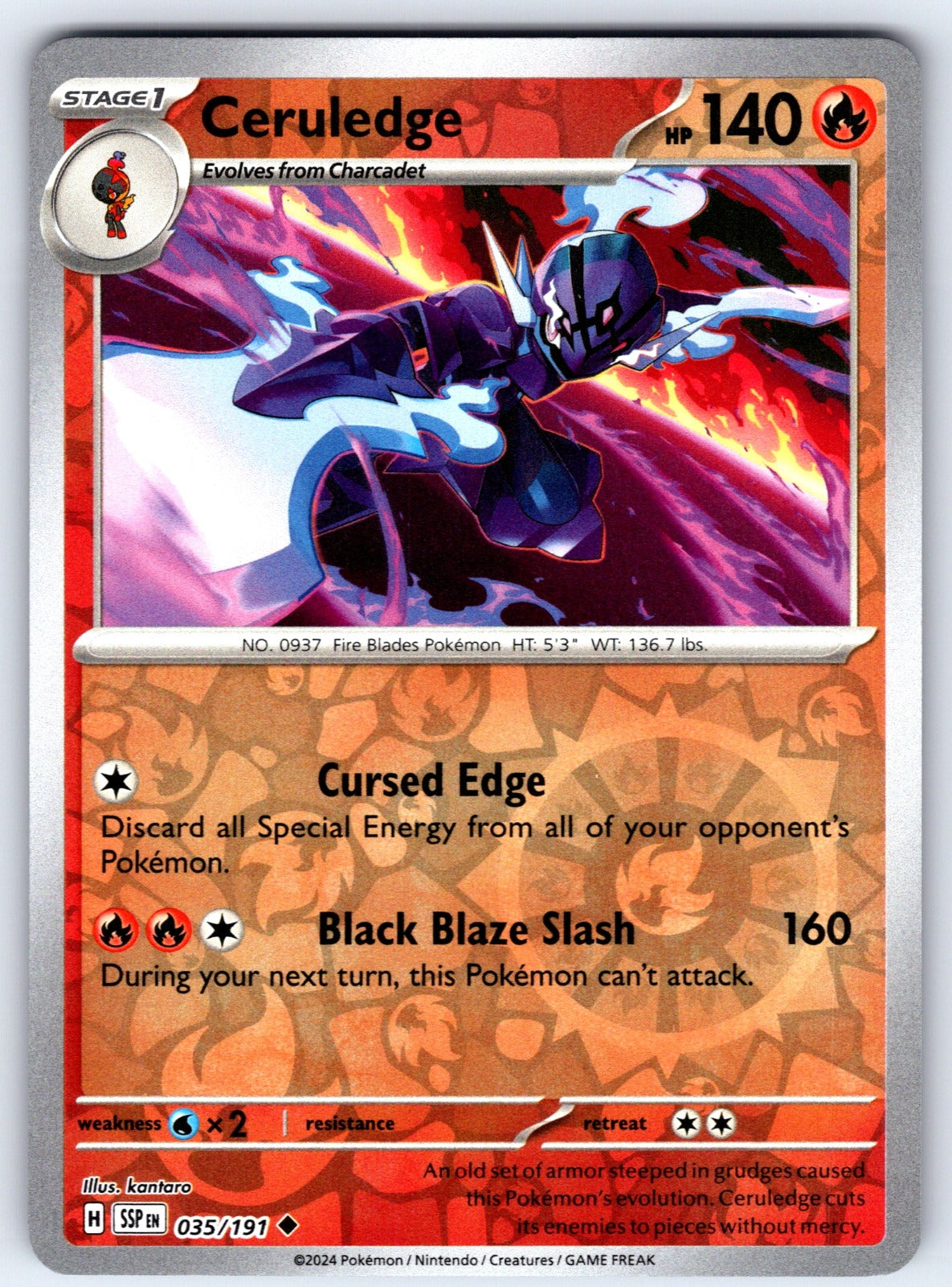 Ceruledge Reverse Holo Uncommon SV08: Surging Sparks 035/191 NM 2024