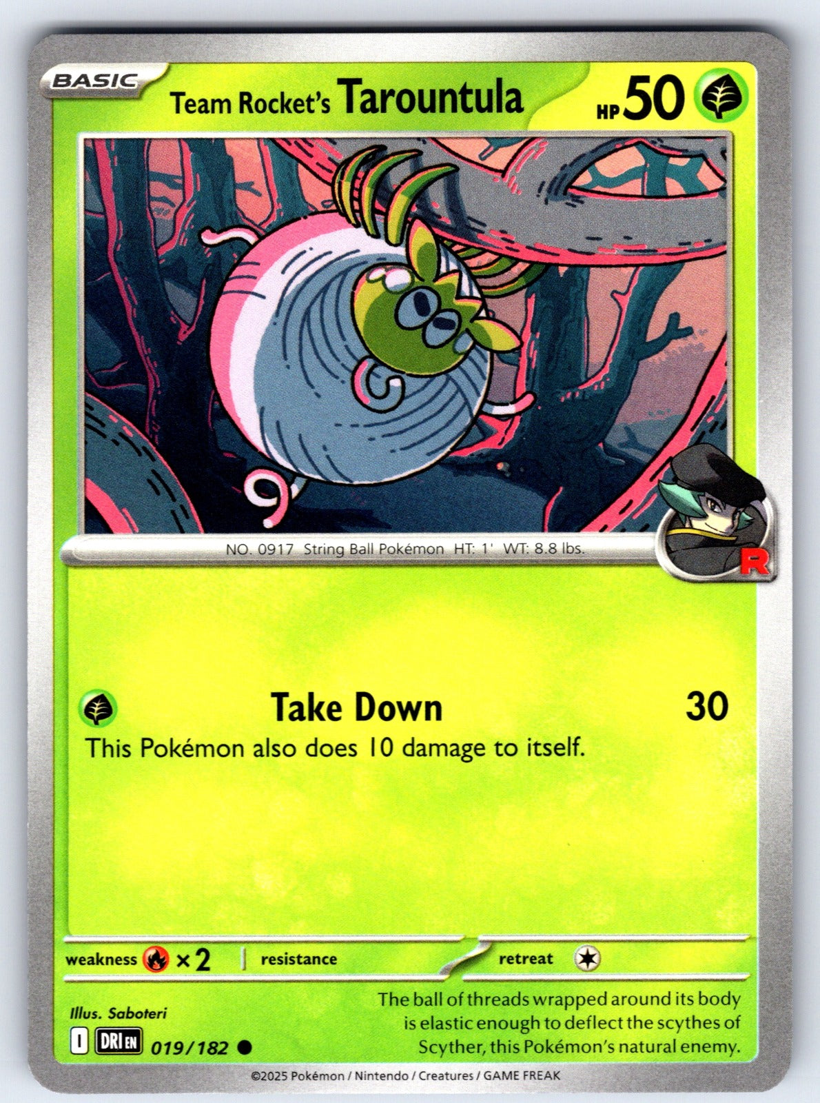Team Rocket's Tarountula Common SV10: Destined Rivals 019/182 NM 2025