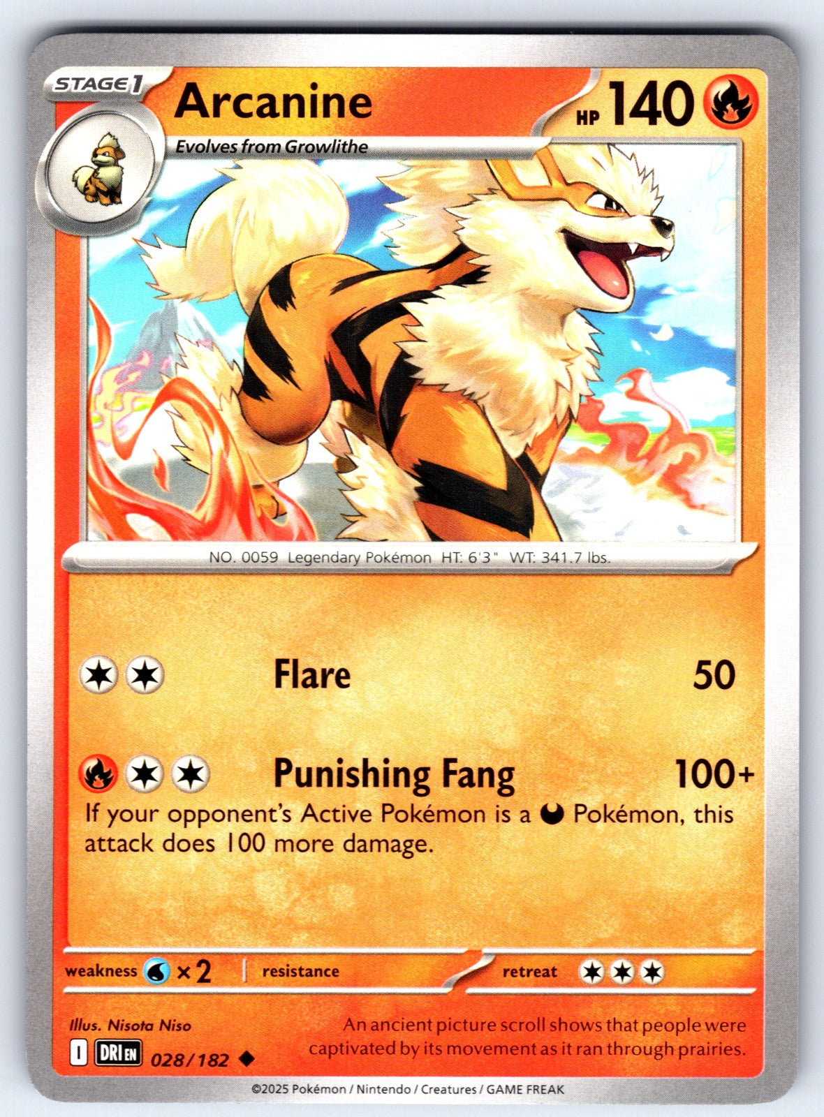 Arcanine Uncommon SV10: Destined Rivals 028/182 NM 2025