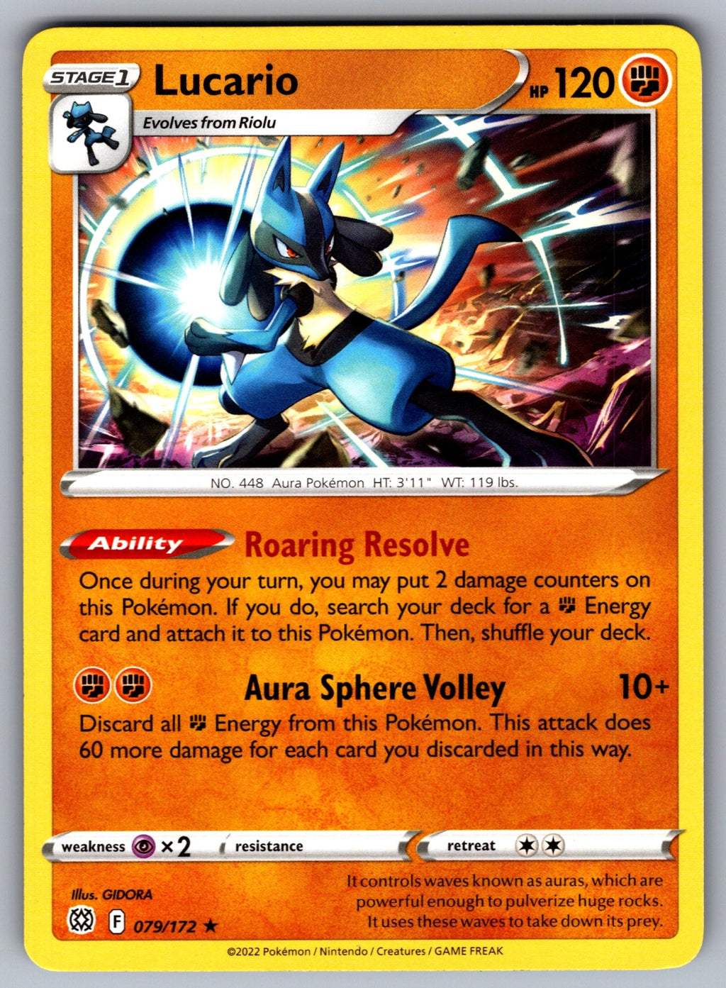 Lucario Holo Rare SWSH09: Brilliant Stars 079/172 NM 2022