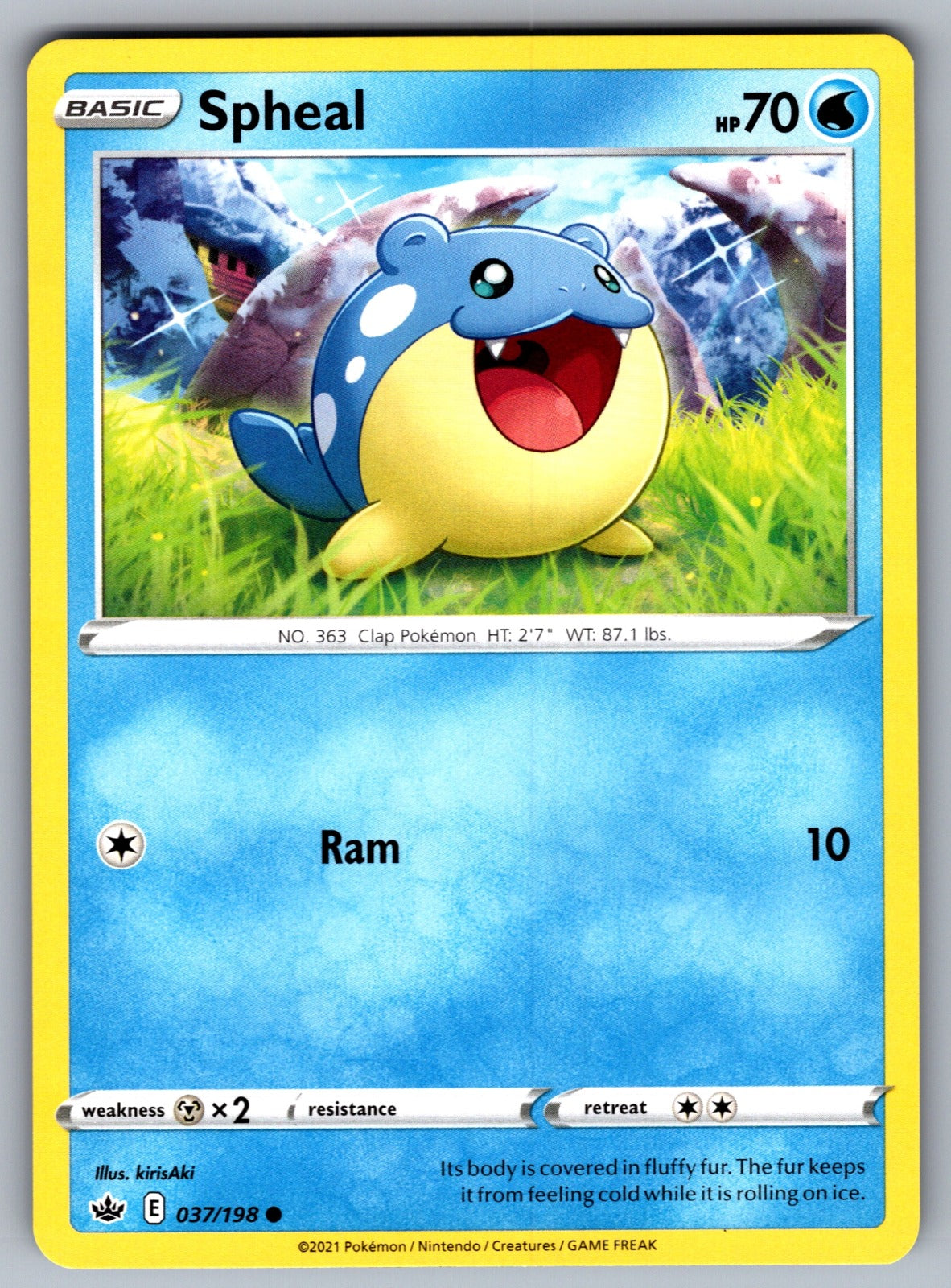 Spheal Common SWSH06: Chilling Reign 037/198 NM 2021