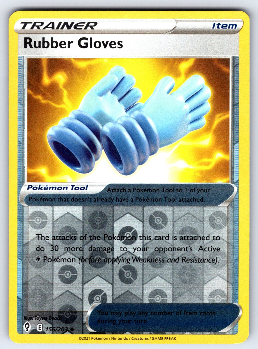 Rubber Gloves Reverse Holo Uncommon SWSH07: Evolving Skies 156/203 NM 2021