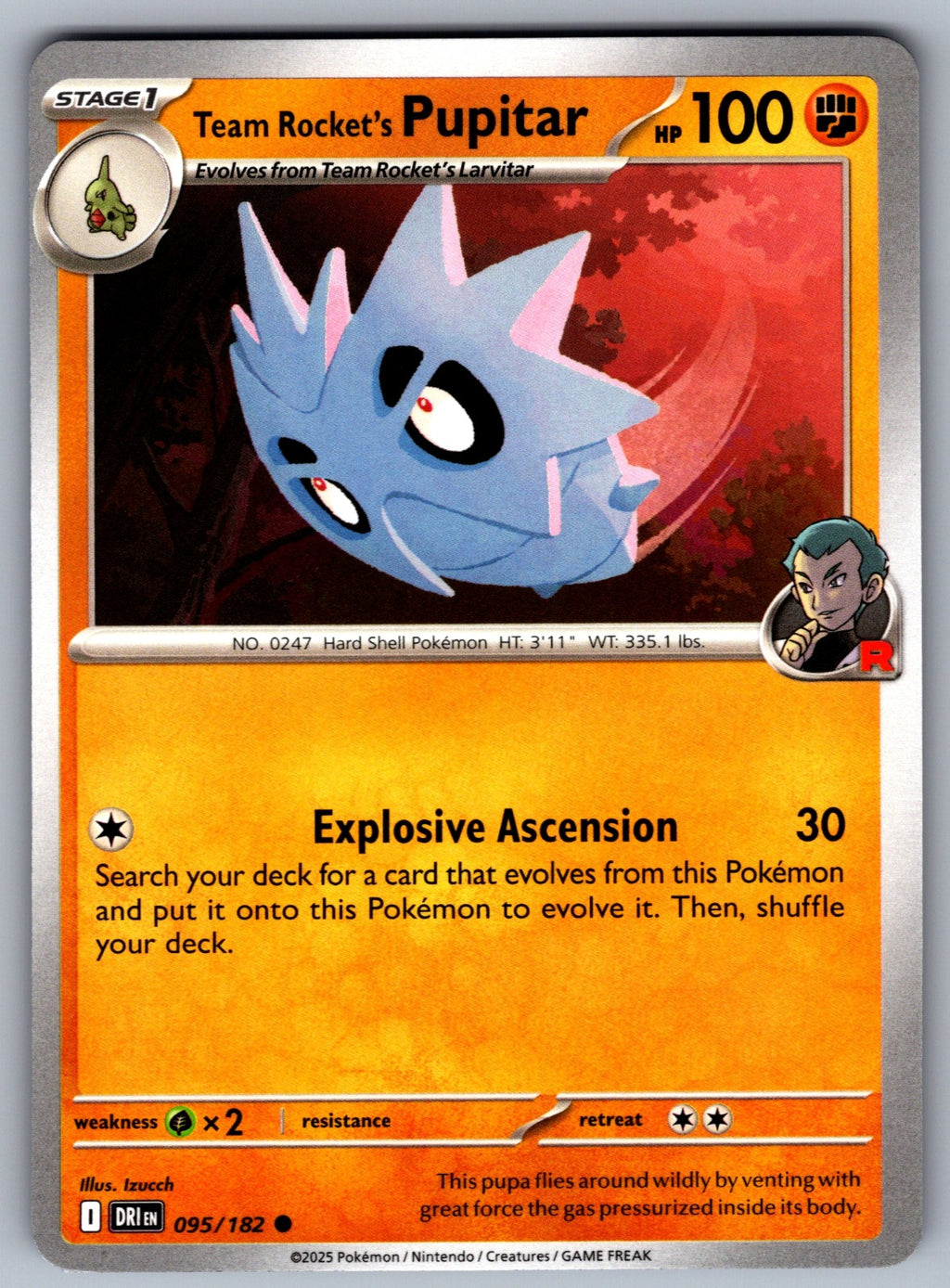 Team Rocket's Pupitar Common SV10: Destined Rivals 095/182 NM 2025