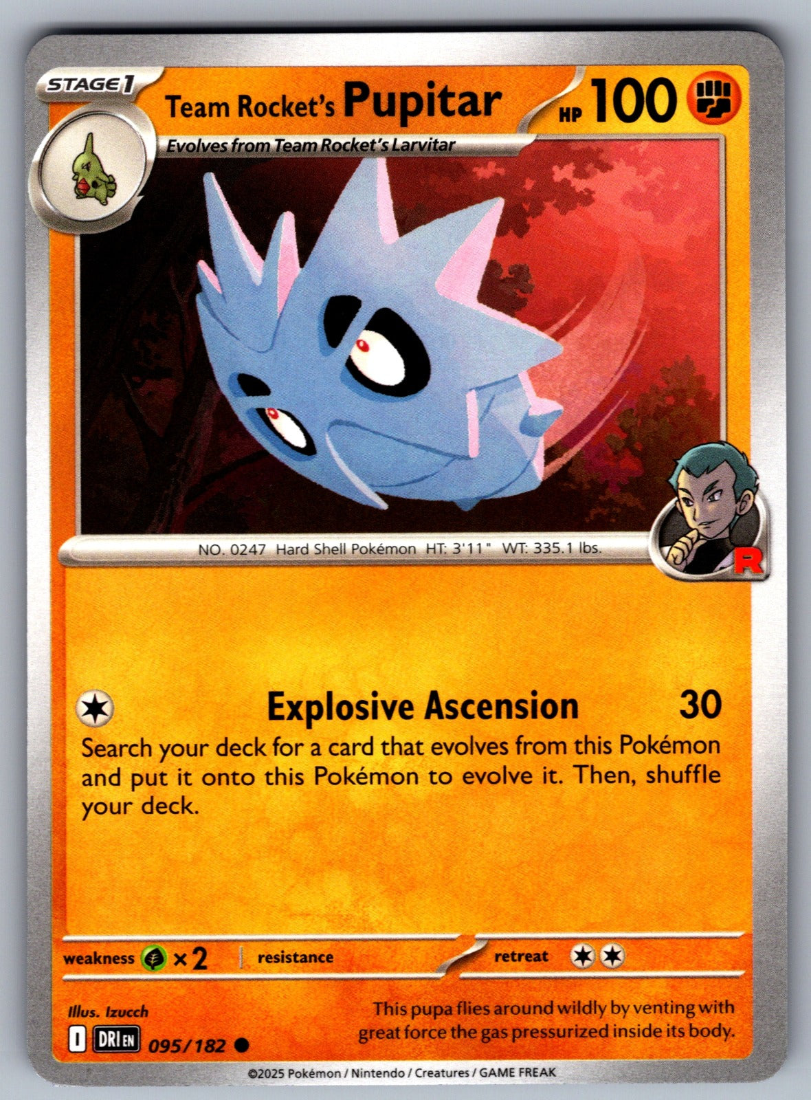 Team Rocket's Pupitar Common SV10: Destined Rivals 095/182 NM 2025