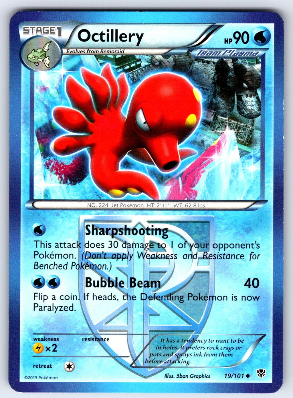 Octillery (Team Plasma) Uncommon Plasma Blast 19/101 LP 2013