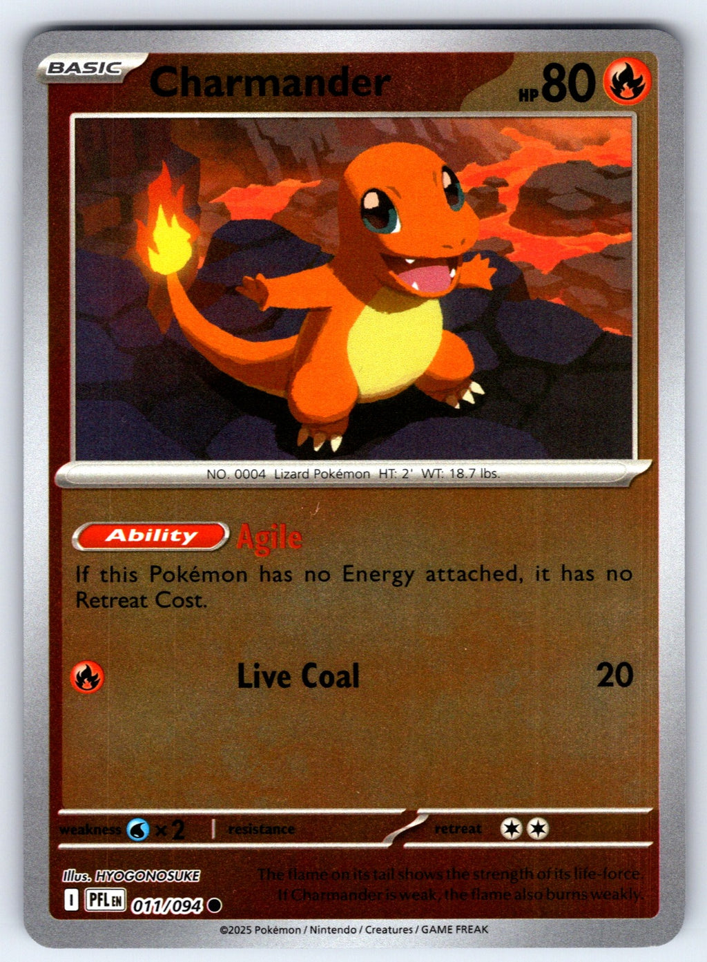 Charmander Reverse Holo Common ME02: Phantasmal Flames 011/094 NM 2025