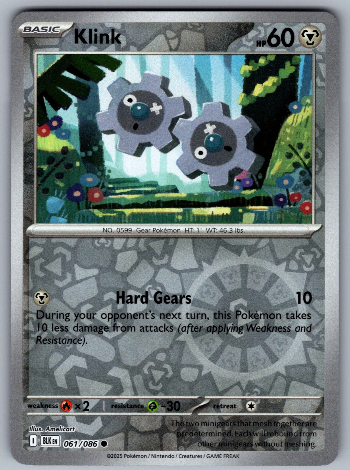 Klink Reverse Holo Common SV: Black Bolt 061/086 NM 2025