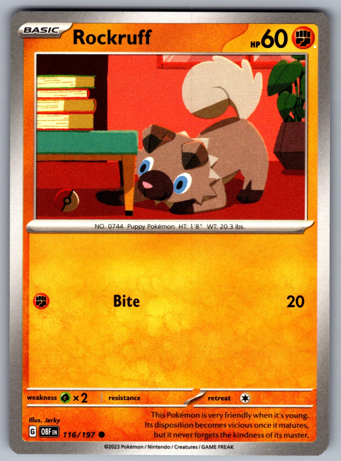 Rockruff Common SV03: Obsidian Flames 116/197 NM 2023