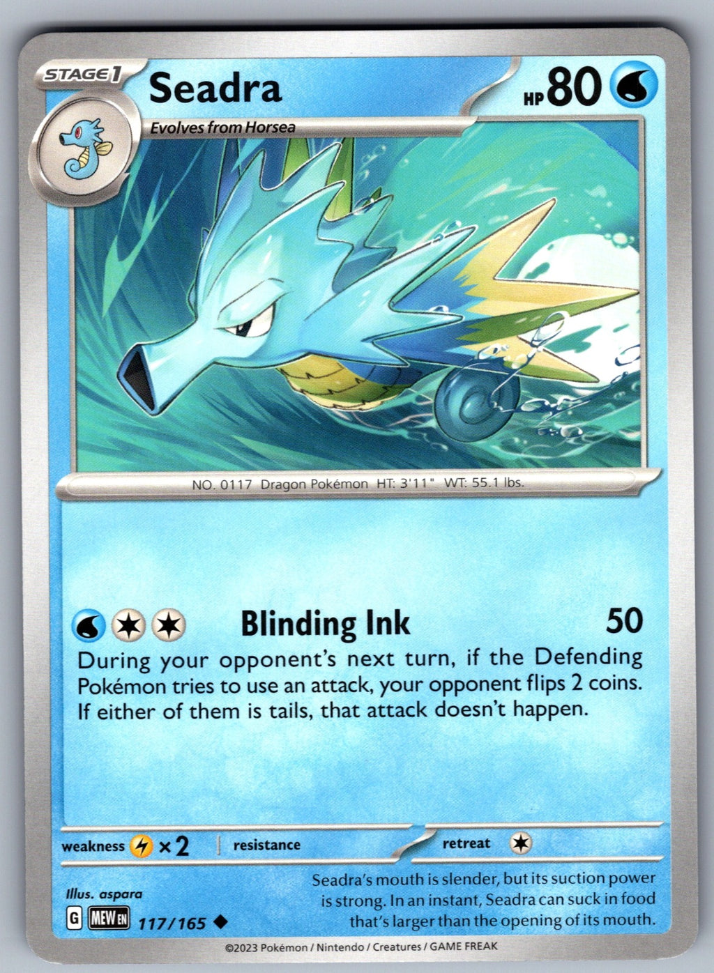 Seadra Uncommon SV: Scarlet & Violet 151 117/165 NM 2023