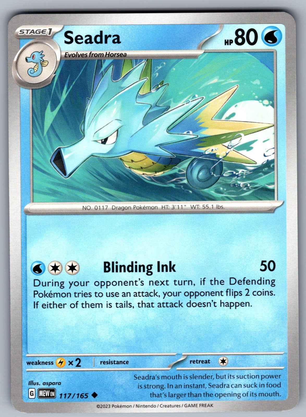 Seadra Uncommon SV: Scarlet & Violet 151 117/165 NM 2023