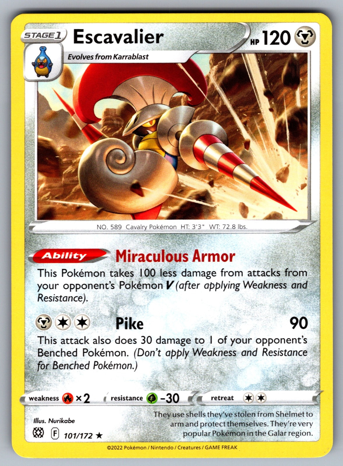 Escavalier Rare SWSH09: Brilliant Stars 101/172 NM 2022