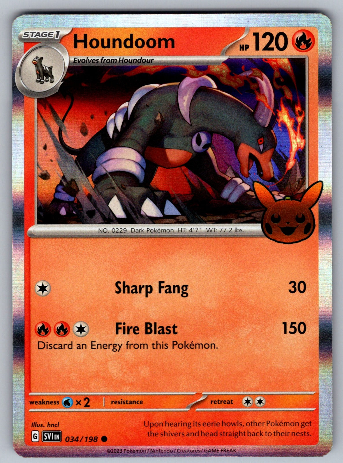 Houndoom Holo Common Trick or Trade BOOster Bundle 2023 034/198 NM 2023