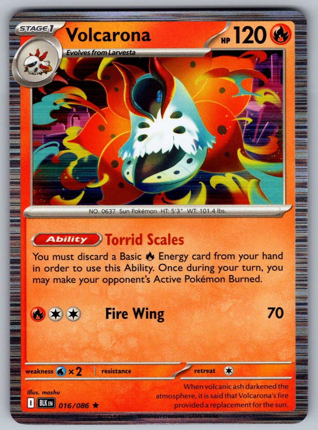 Volcarona Holo Rare SV: Black Bolt 016/086 NM 2025