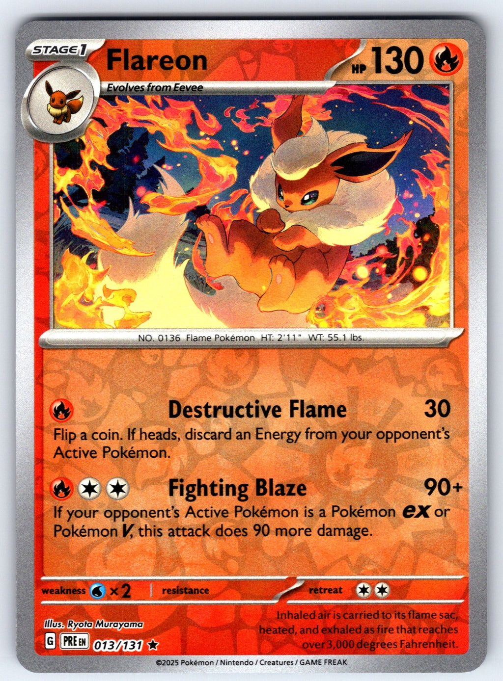 Flareon Reverse Holo Rare SV: Scarlet & Violet 151 136/165 NM 2023