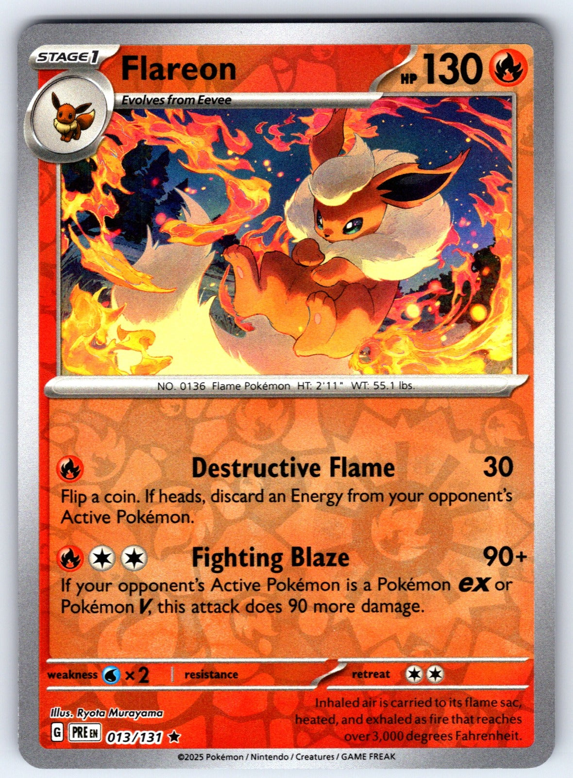 Flareon Reverse Holo Rare SV: Scarlet & Violet 151 136/165 NM 2023