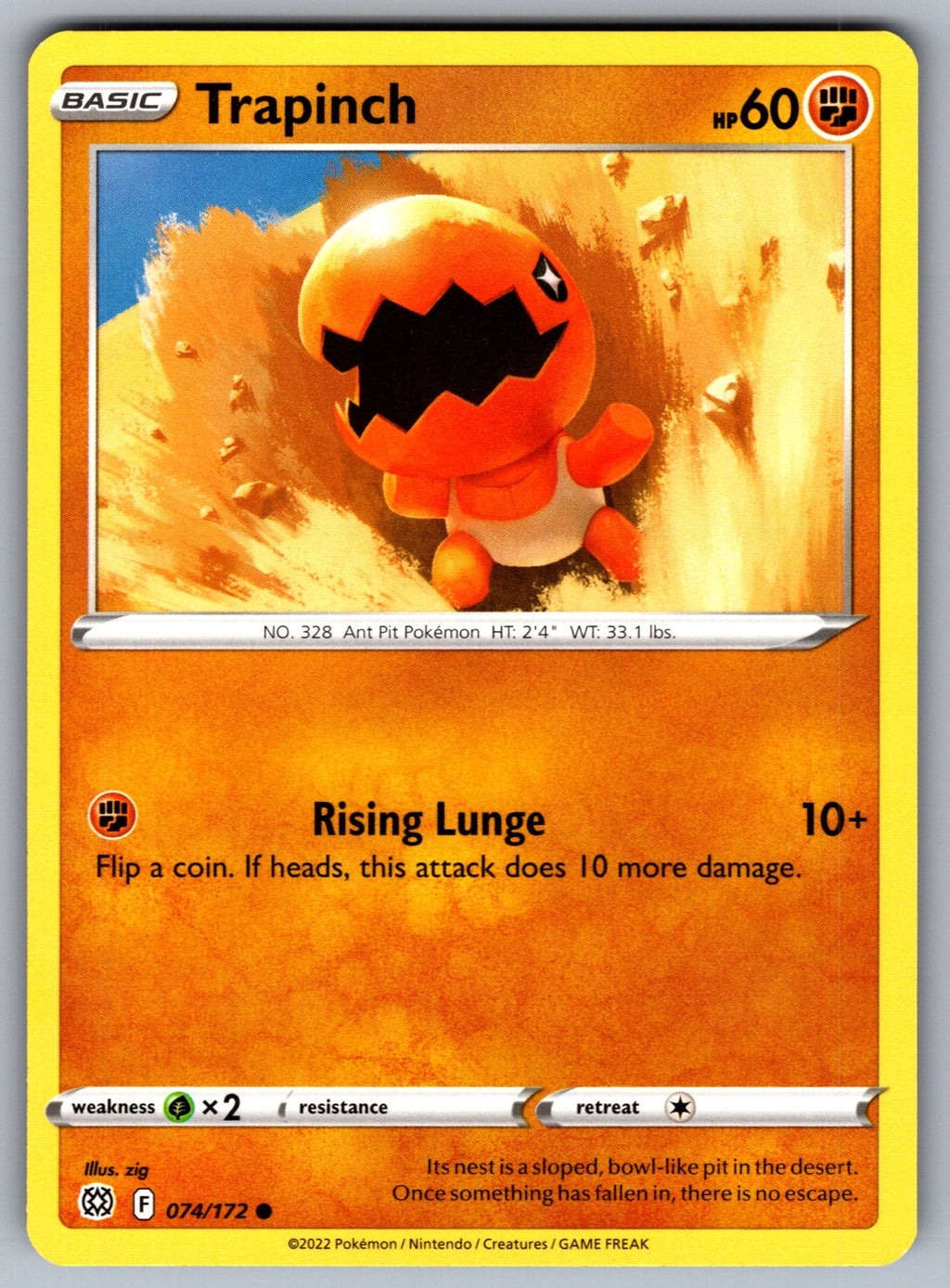Trapinch Common SWSH09: Brilliant Stars 074/172 NM 2022