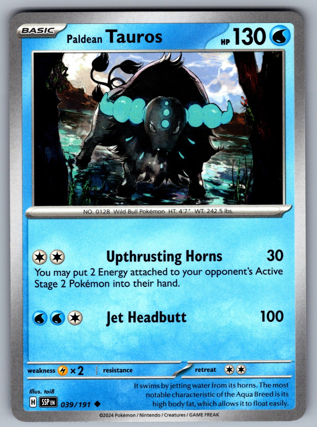 Paldean Tauros Uncommon SV08: Surging Sparks 039/191 NM 2024