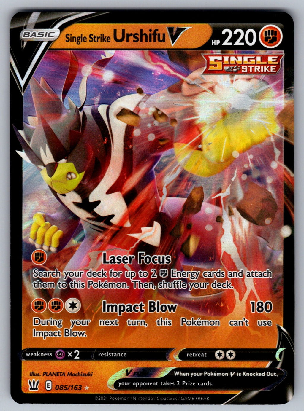 Single Strike Urshifu V Holo Ultra Rare SWSH05: Battle Styles 085/163 NM 2021