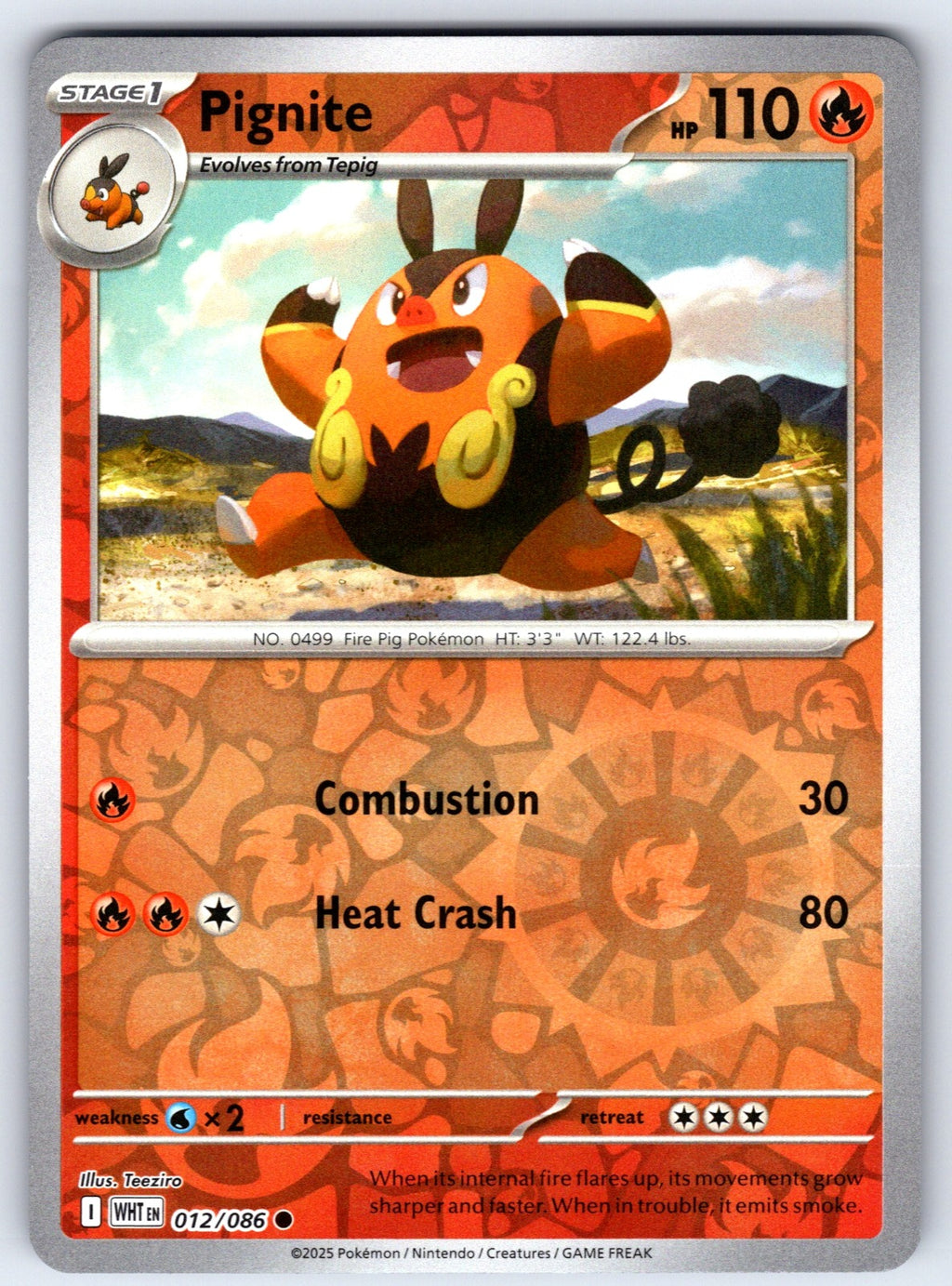 Pignite Reverse Holo Common SV: White Flare 012/086 NM 2025