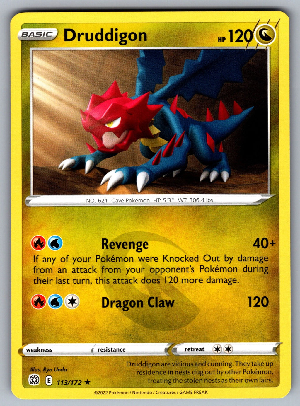 Druddigon Rare SWSH09: Brilliant Stars 113/172 NM 2022