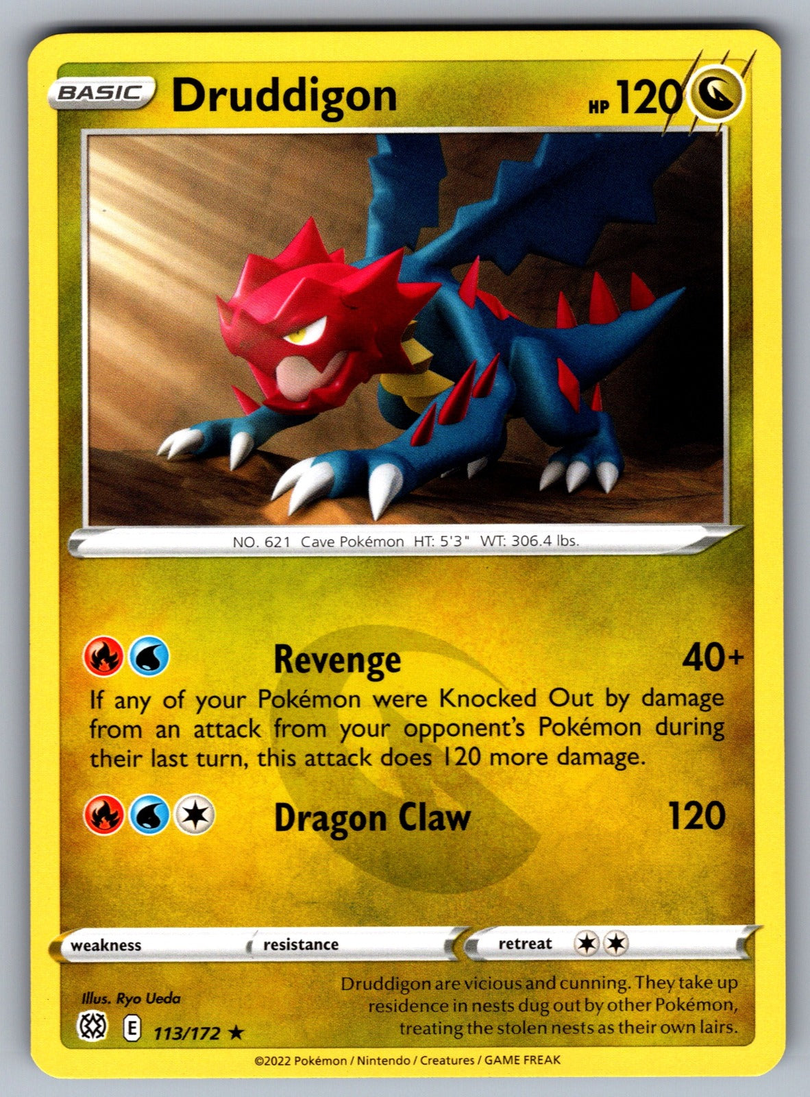 Druddigon Rare SWSH09: Brilliant Stars 113/172 NM 2022