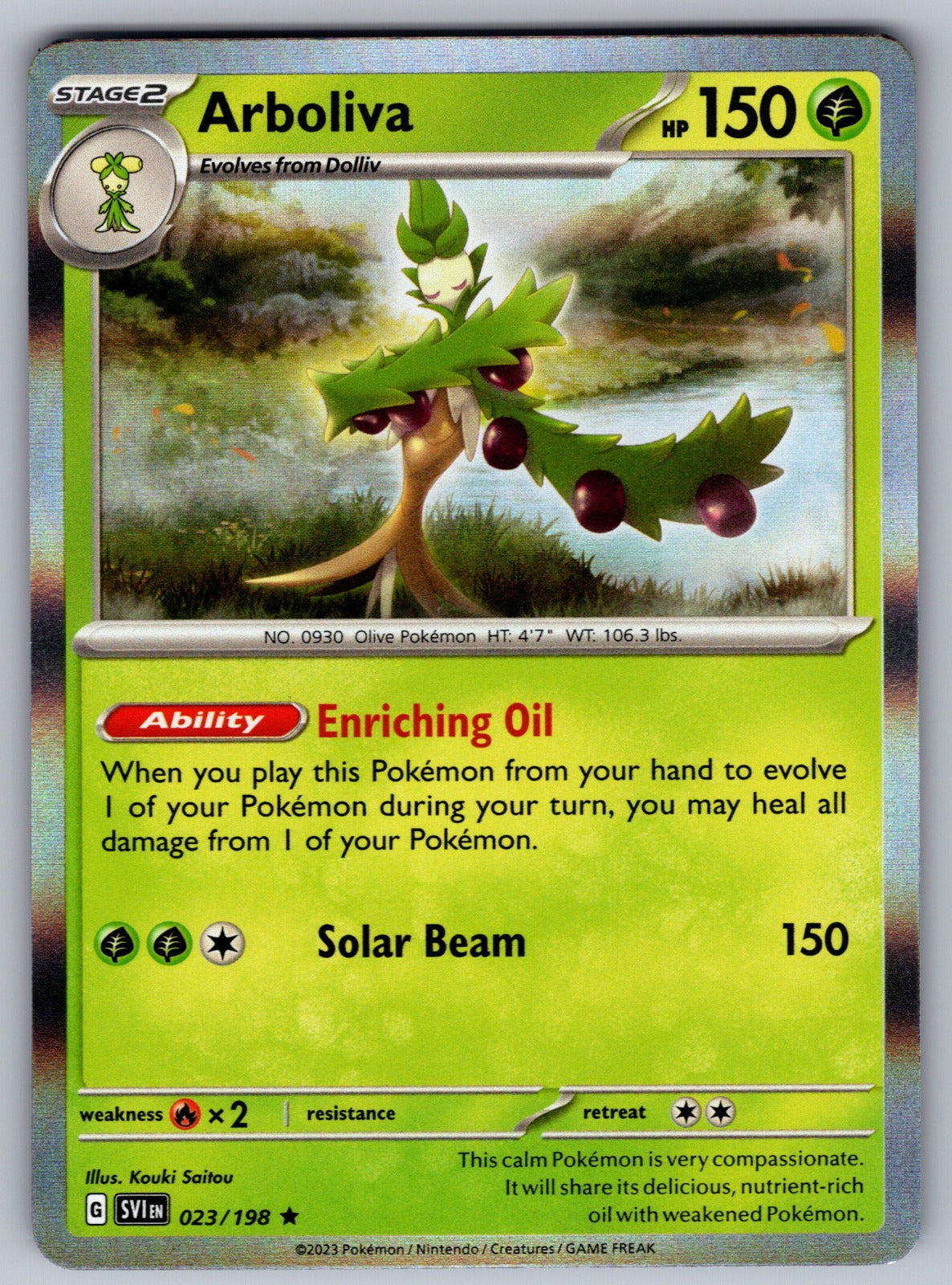 Arboliva Holo Rare SV01: Scarlet & Violet Base Set 023/198 NM 2023