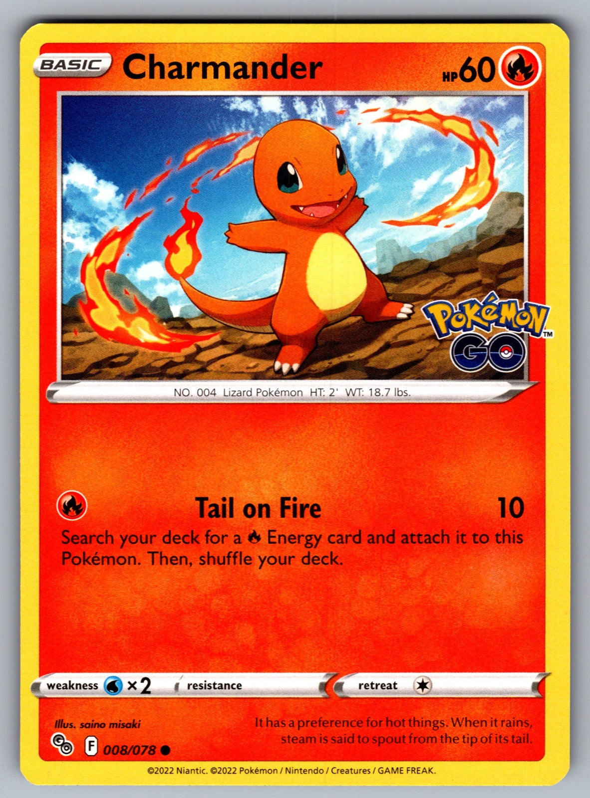 Charmander Common Pokemon GO 008/078 NM 2022