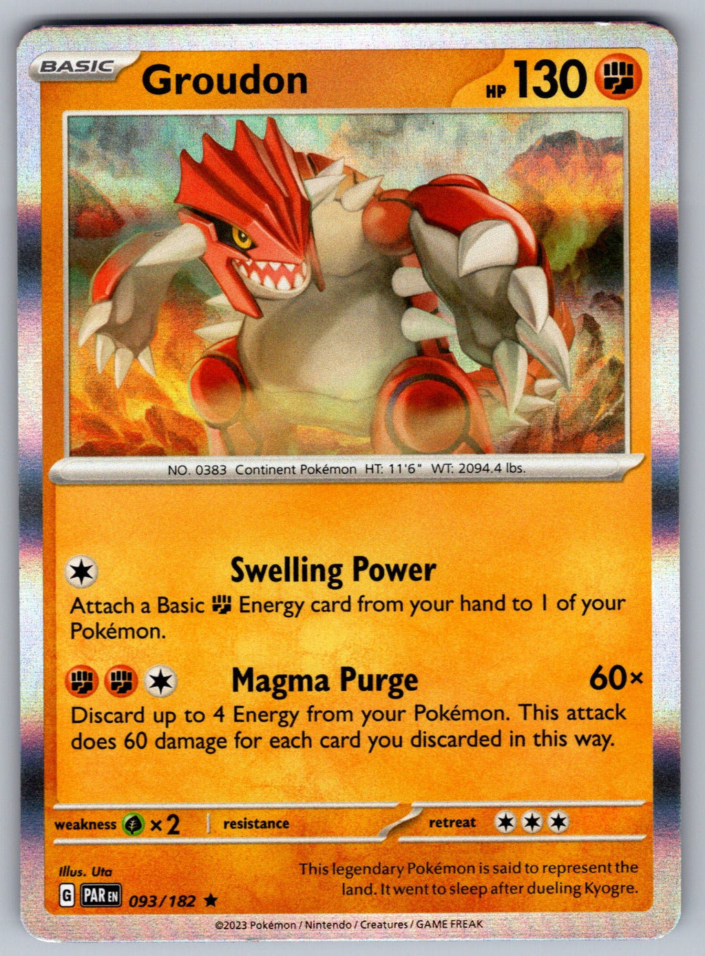 Groudon - Holo Rare SV04: Paradox Rift 093/182 NM 2023