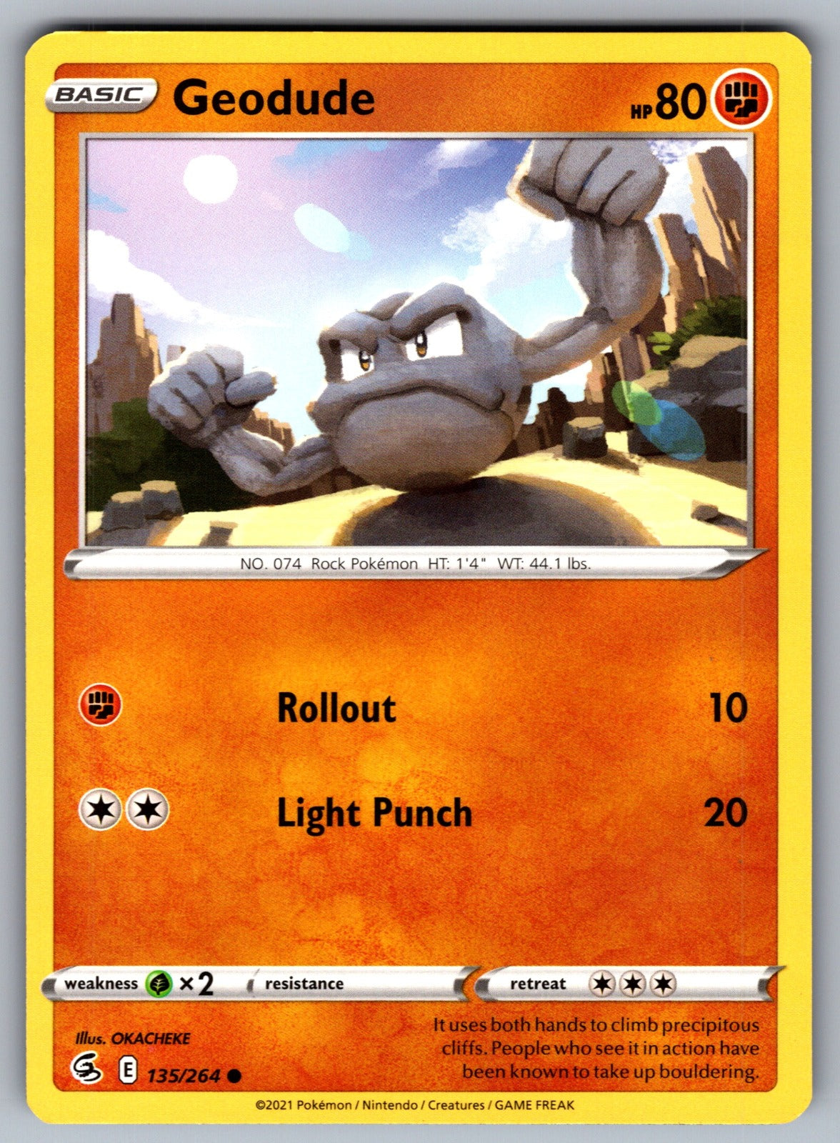 Geodude Common SWSH08: Fusion Strike 135/264 NM 2021